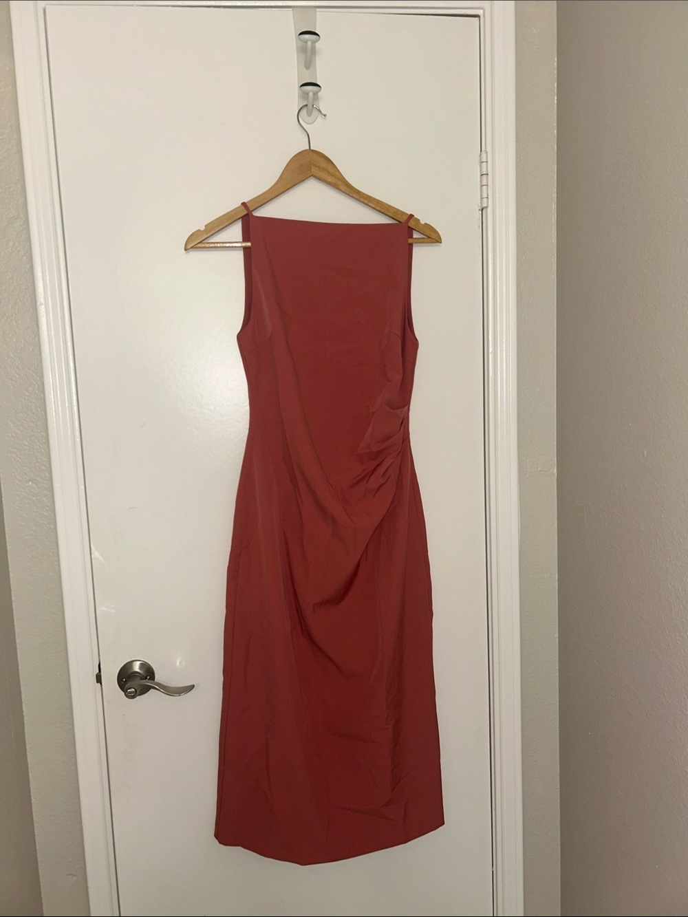Sleeveless Midi Dress in Rust Red by